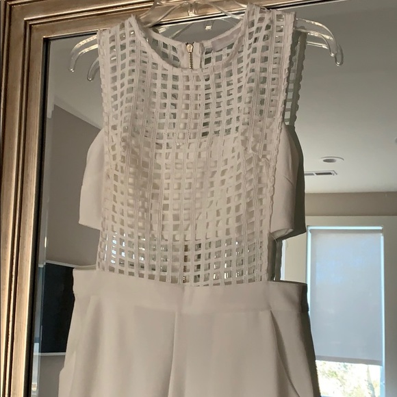 Cut out White Jumpsuit Mesh Bandeau Sexy - Picture 3 of 7